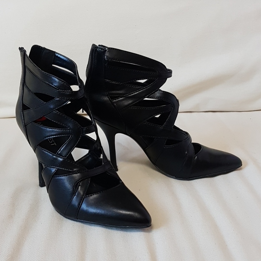 Black Leather Stiletto Heels